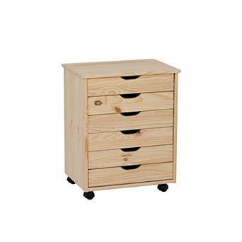 Linon Cary Wide Rolling Storage Cart 6-Drawer
