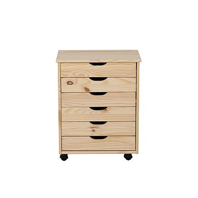 Linon Cary Wide Rolling Storage Cart 6-Drawer