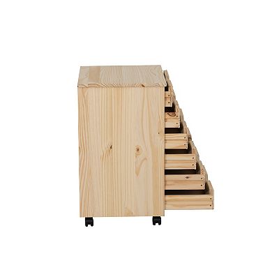 Linon Cary Wide Rolling Storage Cart 6-Drawer