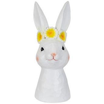 Northlight Easter Bunny Bust with Daisy Flower Crown Table Decor - 9 in