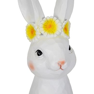 Northlight Easter Bunny Bust with Daisy Flower Crown Table Decor - 9 Inches