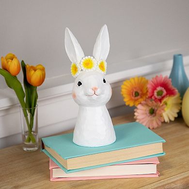 Northlight Easter Bunny Bust with Daisy Flower Crown Table Decor - 9 Inches