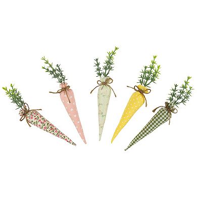 Northlight Fabric Carrot Easter Decorations - 9-Inch - Set of 5