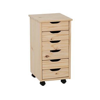 Linon Cary Rolling Storage Cart 6-Drawer