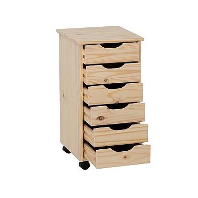 Linon Cary Rolling Storage Cart 6-Drawer
