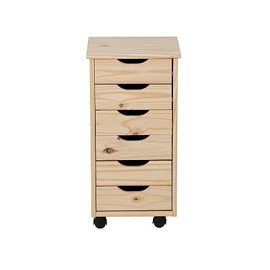 Linon Cary Rolling Storage Cart 6-Drawer