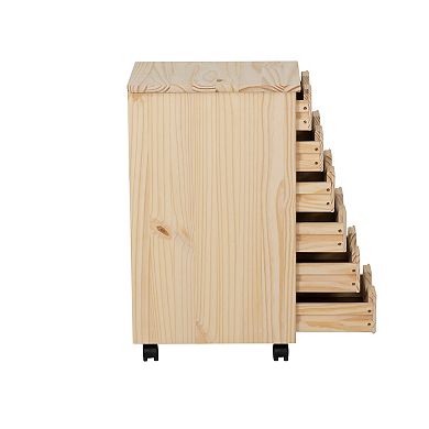 Linon Cary Rolling Storage Cart 6-Drawer