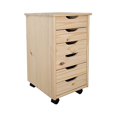 Linon Cary Rolling Storage Cart 6-Drawer