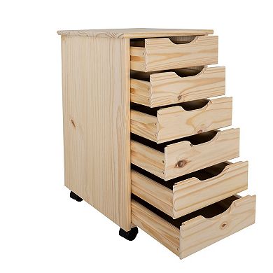 Linon Cary Rolling Storage Cart 6-Drawer