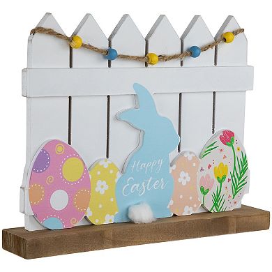 Northlight Happy Easter Bunny with Picket Fence Table Decor - 11.75 Inches