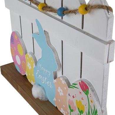 Northlight Happy Easter Bunny with Picket Fence Table Decor - 11.75 Inches