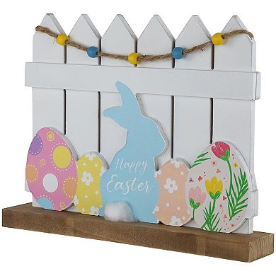 Northlight Happy Easter Bunny with Picket Fence Table Decor - 11.75 Inches