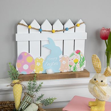 Northlight Happy Easter Bunny with Picket Fence Table Decor - 11.75 Inches