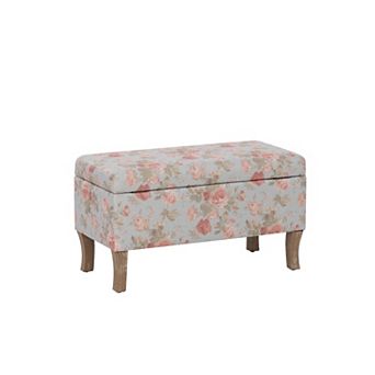 Linon Stephanie Storage Ottoman with Floral Upholstery
