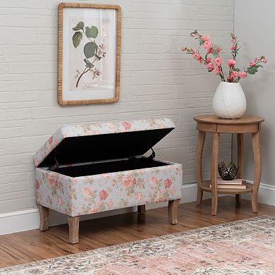 Linon Stephanie Storage Ottoman with Floral Upholstery