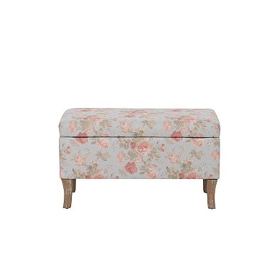 Linon Stephanie Storage Ottoman with Floral Upholstery