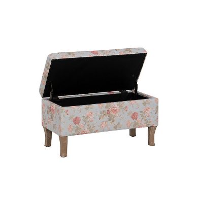 Linon Stephanie Storage Ottoman with Floral Upholstery