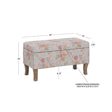 Linon Stephanie Storage Ottoman with Floral Upholstery