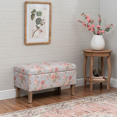 Linon Stephanie Storage Ottoman with Floral Upholstery