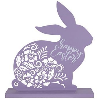 Northlight Happy Easter Floral Cut-Out Bunny Decoration - 13 in Table Decor