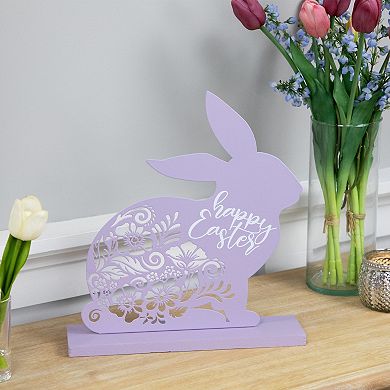 Northlight Happy Easter Floral Cut-Out Bunny Decoration - 13 Inches Table Decor