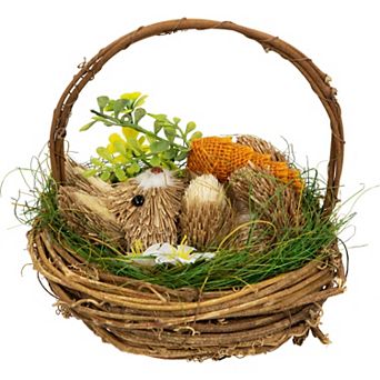 Northlight Sisal Easter Bunny Figure with Carrot in Spring Basket Table Decor