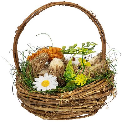 Northlight Sisal Easter Bunny Figure with Carrot in Spring Basket Table Decor