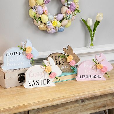 Northlight 4-pc. Floral Bunnies Wooden Easter Signs Set