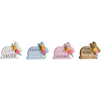 Northlight 4-pc. Floral Bunnies Wooden Easter Signs Set