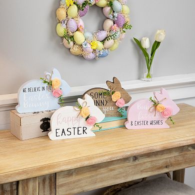 Northlight 4-pc. Floral Bunnies Wooden Easter Signs Set