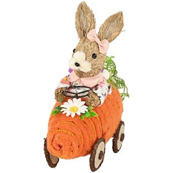 Northlight Girl Bunny with Carrot Car Easter 13 Inch Table Decor