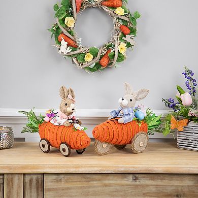 Northlight Girl Bunny with Carrot Car Easter 13 Inch Table Decor