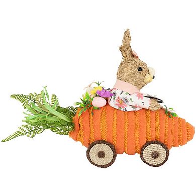 Northlight Girl Bunny with Carrot Car Easter 13 Inch Table Decor