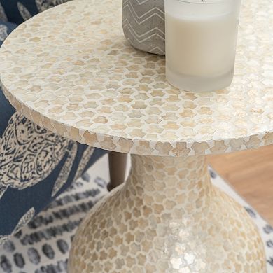 Linon Capiz Hourglass Side Table