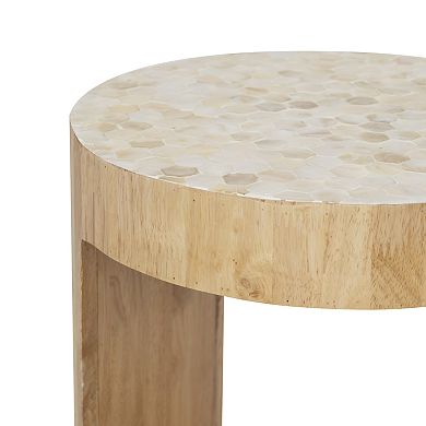 Linon Pensfold Capiz Wood Side Table