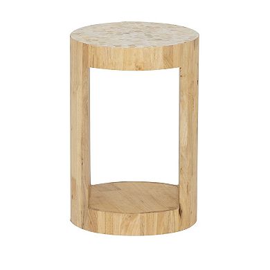Linon Pensfold Capiz Wood Side Table