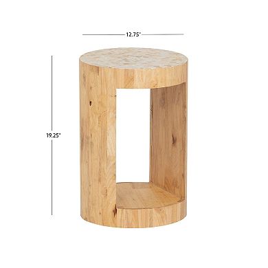 Linon Pensfold Capiz Wood Side Table