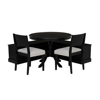 Linon Tobin 4 pc Nook Set with Storage and Round Table