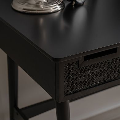 Linon Ryker Rattan 3-Drawer Desk