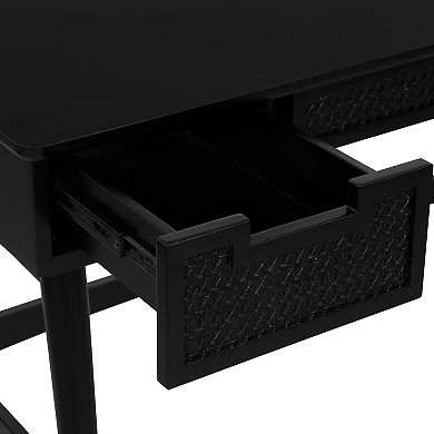 Linon Ryker Rattan 3-Drawer Desk