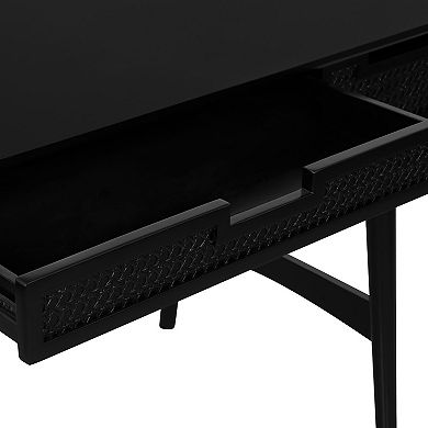 Linon Ryker Rattan 3-Drawer Desk