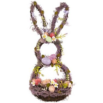 Northlight 21 Inch Floral Grapevine Bunny Shaped Easter Basket Decoration