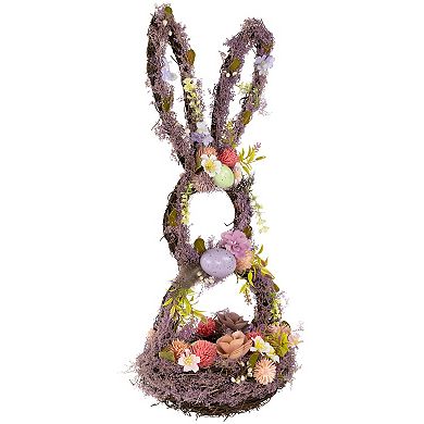 Northlight 21 Inch Floral Grapevine Bunny Shaped Easter Basket Decoration