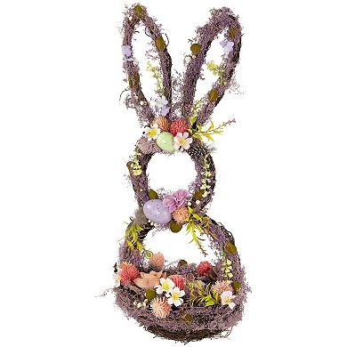 Northlight 21 Inch Floral Grapevine Bunny Shaped Easter Basket Decoration