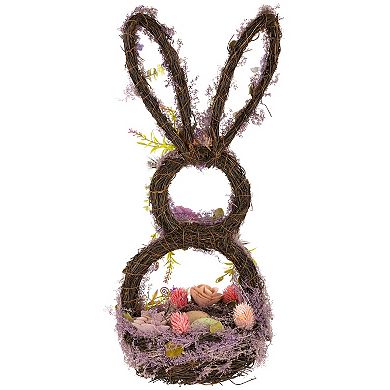 Northlight 21 Inch Floral Grapevine Bunny Shaped Easter Basket Decoration