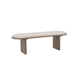 Linon Orville Pillar Wood Bench with Upholstered Seat