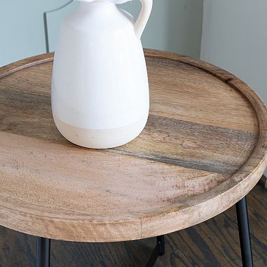 Linon Evanston Round Wood Top Side Table