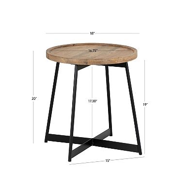 Linon Evanston Round Wood Top Side Table