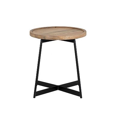 Linon Evanston Round Wood Top Side Table