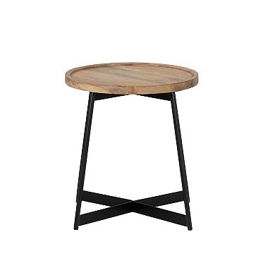Linon Evanston Round Wood Top Side Table